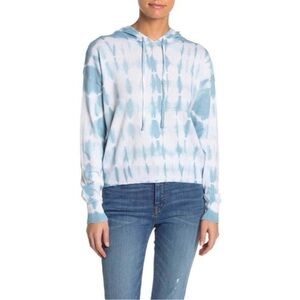 John & Jenn Cotton Lightweight Blue/White Tie-dye Hooded Top Hoodie Sweatshirt M